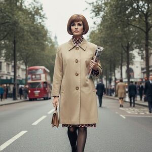 Size Large 60’s Mod Stylish Tan Overcoat